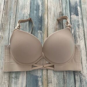 Push Up Padded Bra 34C - Add 2 Cups Deep V Plunge Shirt Everyday Underwire Beige